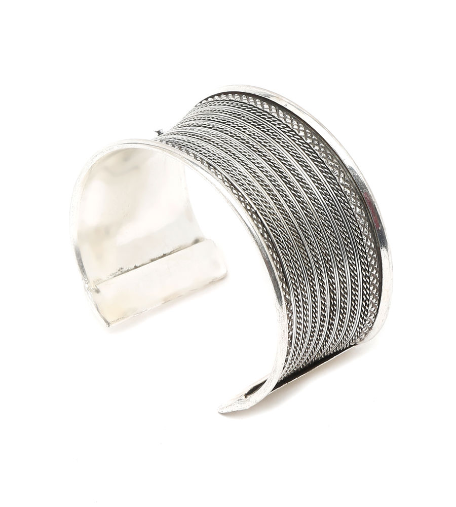 YouBella Jewellery Celebrity Inspired Silver Plated Cuff Bracelet for Girls and Women